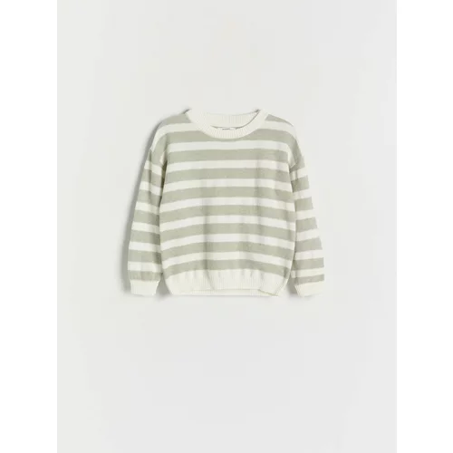 Reserved - Predimenzionirani prugasti džemper - bljedozeleno