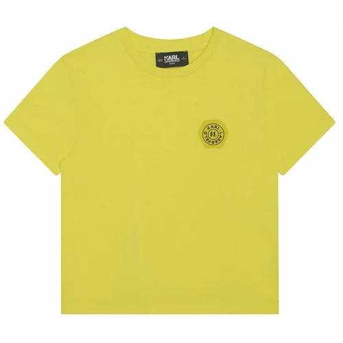 Karl Lagerfeld Otroška bombažna kratka majica rumena barva