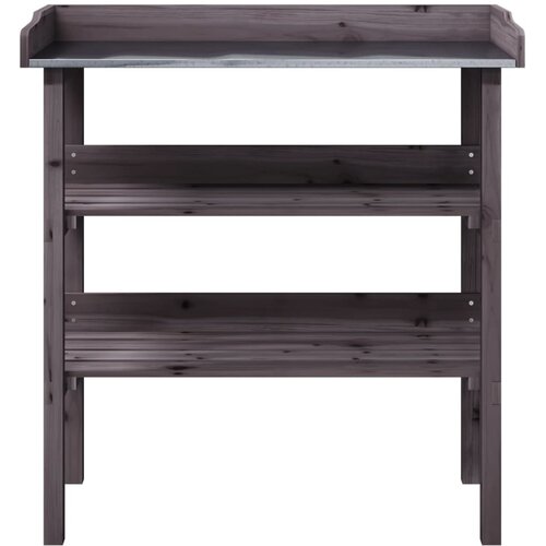  Stol za biljke s policama sivi 78x38x82,5 cm masivna jelovina Slike