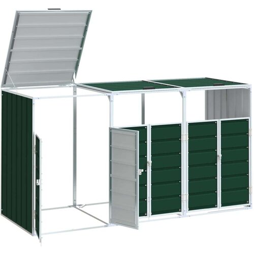 VidaXL spremi&amp;scaron;te za 2 kanta za otpad zelena 216x81x115 cm čelično Slike