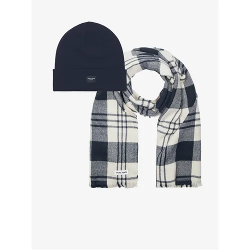 Jack & Jones Men's hat and scarf set in navy blue Frost - Men's