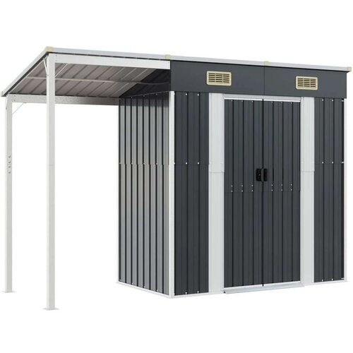 VidaXL Vrtna kućica s produženim krovom antracit 277x110 5x181cm čelik Slike
