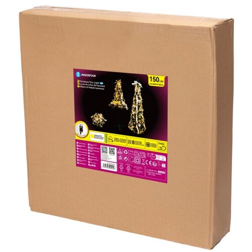 Aigostar LED spolja&amp;scaron;nja božićna jelka 150xLED/230V 1,8m IP44 bela/zlatna, topla bela Slike