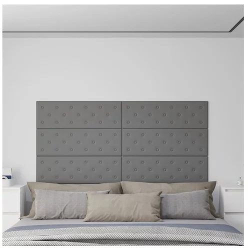  Stenski paneli 12 kosov sivi 90x30 cm umetno usnje 3,24 m²