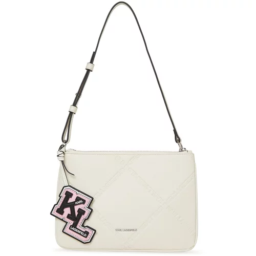 Karl Lagerfeld Ročna torbica 'Ikonik' svetlo roza / črna / srebrna / off-bela