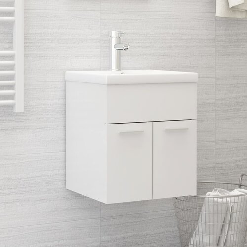 vidaXL Omarica za umivalnik visok sijaj bela 41x38,5x46 cm iverna pl. Cene