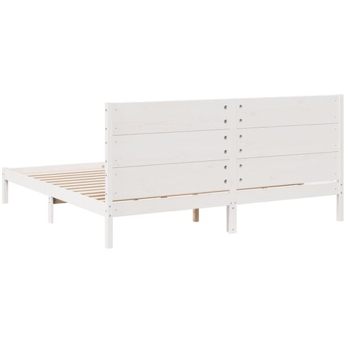  Dugi okvir kreveta bez madraca bijeli 180 x 210 cm masivno drvo Slike