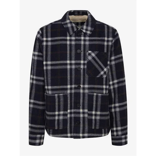 Blend Dark Blue Shirt Plaid Jacket - Men