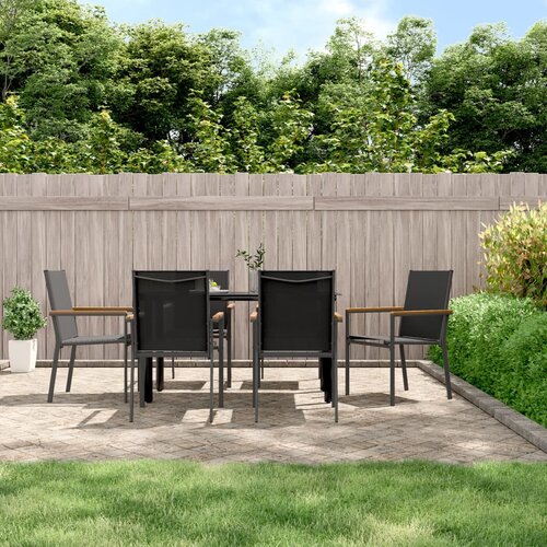 VidaXL Vrtne stolice 6 kom crne 55 x 61 5 x 90 cm tekstilen i čelik Slike