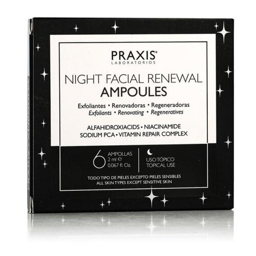 Praxis Laboratorios Night Facial Renewal Ampoules serum za lice za sve vrste kože 6x2 ml unisex Slike