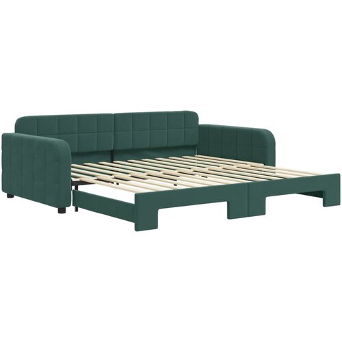 vidaXL izvlečna dnevna postelja temno zelena 100x200 cm žamet, (20936484) Cene