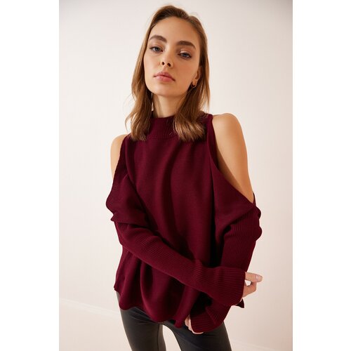 Happiness İstanbul Sweater - Burgundy - Oversize Slike