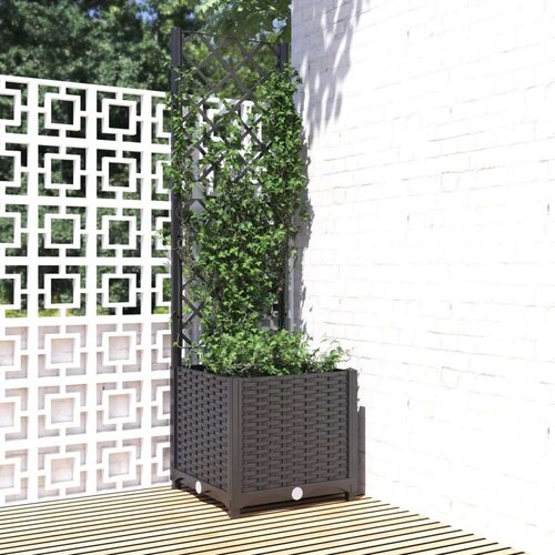 VidaXL Vrtna sadilica s re&amp;scaron;etkom crna 40 x 40 x 136 cm PP Slike