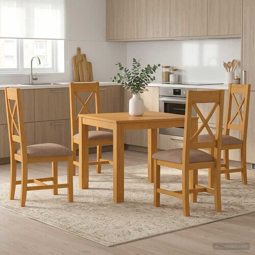  Blagovaonski set 5 kom. Siva Čvrsto Hrastovo Drvo 90 x 90 x 75 cm Cene