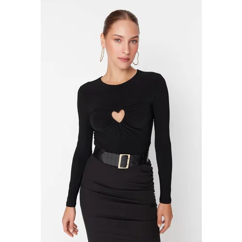 Trendyol Black Heart Cut Out Detailed Knitted Body
