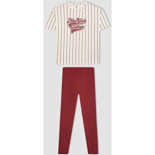 Defacto Girl Striped Short Sleeve 2 Piece Pajama Set