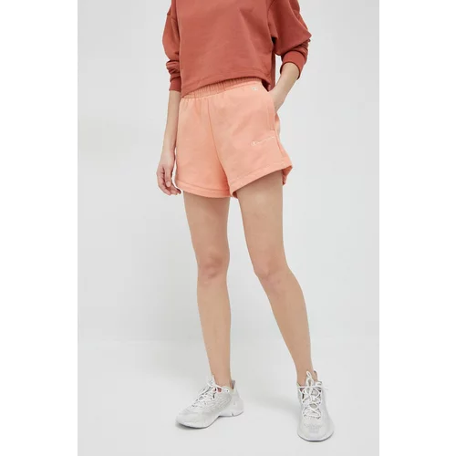 Champion Kratke hlače za žene, boja: narančasta, s aplikacijom, visoki struk