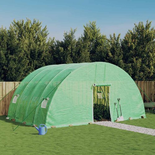 vidaXL Rastlinjak z jeklenim ogrodjem zelen 24 m² 6x4x2,85 m Cene