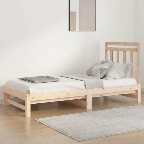  Izvlečna dnevna postelja 2x(90x200) cm trdna borovina, (20725976)