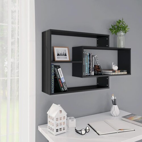 vidaXL Zidne police crne 104 x 20 x 58,5 cm od iverice Cijene