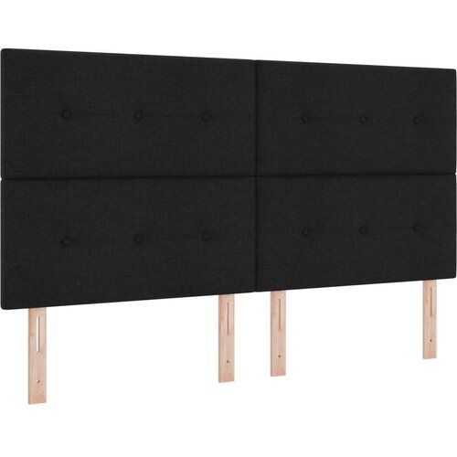  Crni okvir za krevet s madracem 180x200 cm od tkanine Slike