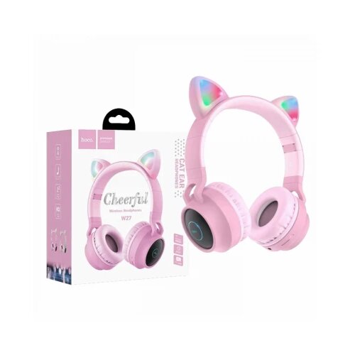 hoco. bežične stereo slušalice, bluetooth v5.0, 300mAh - W27 cat ear pink Cene