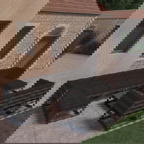 The Living Store Vrtna sedežna garnitura 11-delna z blazinami črna borovina - Vrtna Sedežna Garnitura, (21478384) Cene