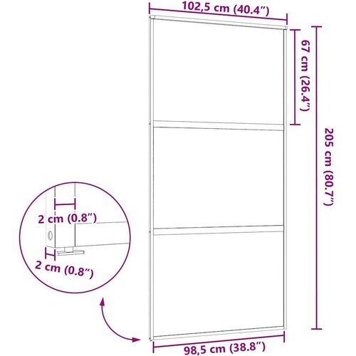 VidaXL Klizna vrata Crna 102.5 x 205 cm Kaljeno staklo, aluminij Slike