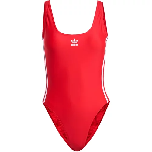 Adidas Jednodijelni kupaći kostim 'Adicolor 3-Stripes' crvena / bijela