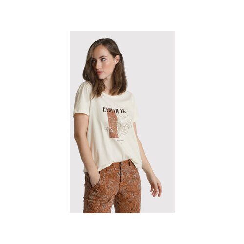 Cream Majica Tuna 10610058 Bela Relaxed Fit Slike