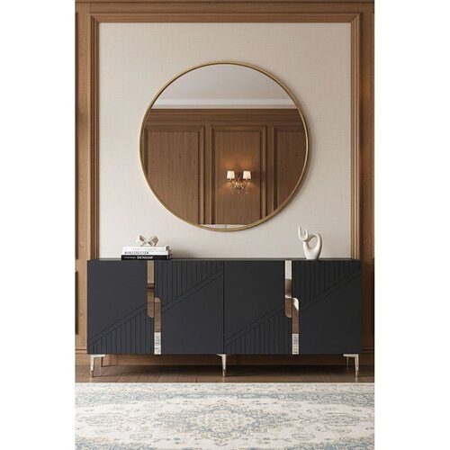 Hanah home komoda Evva 150, 125 cm, antracit / srebrna Cene