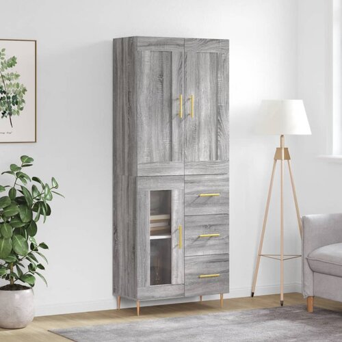 vidaXL Visoka komoda siva sonome 69 5x34x180 cm od konstruiranog drva Cijene