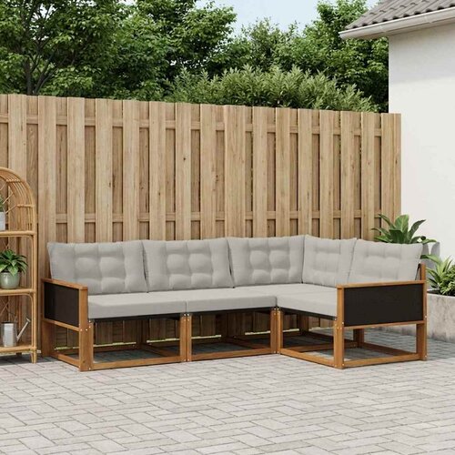  Set vanjskih sofa s jastukom 4 pcs Prirodna i svjetlosiva Cene