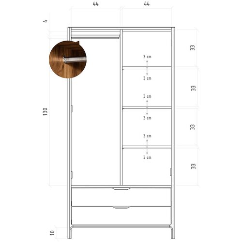 The Beds Ormar od punog hrasta u prirodnoj boji 90x188 cm Twig &amp;ndash; Slike
