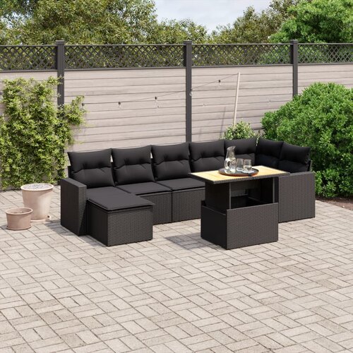 vidaXL 8-dijelni set vrtnih sofa od poliratana s jastucima crni Cijene