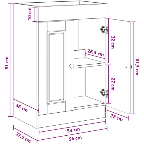  ispod umivaonika Siva Sonoma 56 x 37,5 x 81 cm Slike