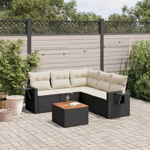 vidaXL 6-dijelni set vrtnih sofa s jastucima crni od poliratana Cijene