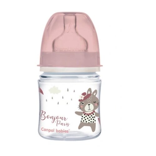  Canpol, Široka antiklukna steklenička za dojenčke PP Easy Start Bonjour 35/231 roza 120 ml, (21979941) Cene
