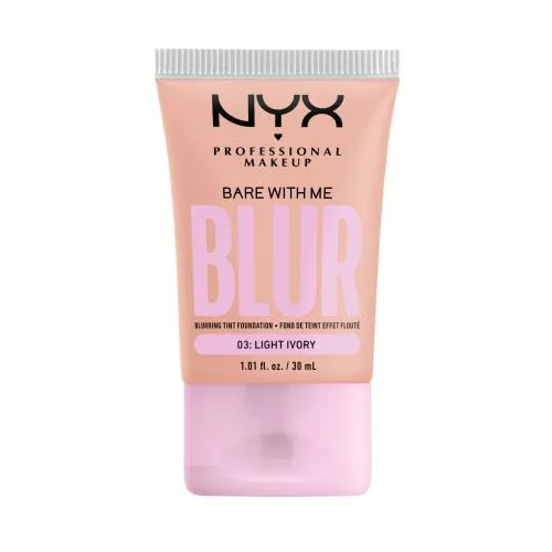 NYX Professional Makeup Bare With Me Blur Tint Foundation mat puder s srednjo prekrivnostjo 30 ml Odtenek 03 light ivory