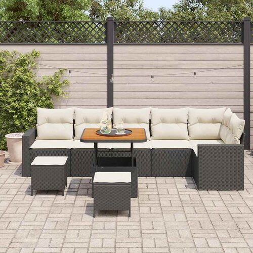  Sjedeća garnitura za vrt 9 kom. Crna poliratan 80 x 80 x 71 cm Slike
