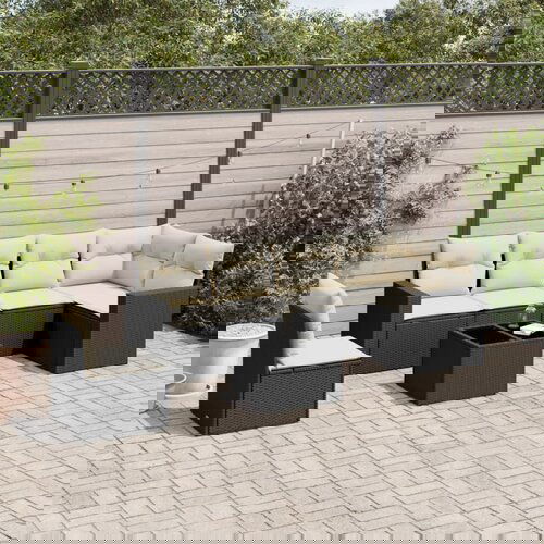 vidaXL 7-dijelni set vrtnih sofa od poliratana s jastucima crni Cijene