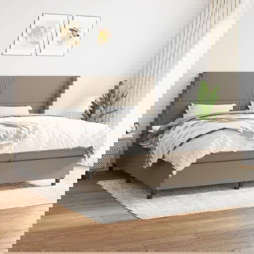 The Living Store Box spring postelja z vzmetnico taupe 200x200 cm blago - Box Spring Postelja, (21512286) Slike