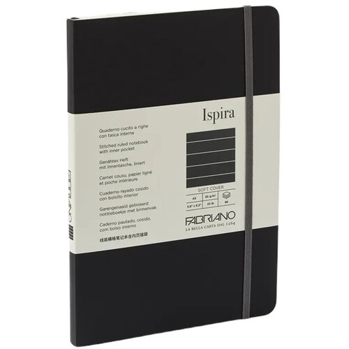  Ispira, notes maki povez, 96 lista, Fabriano, odaberite motiv A5 Dikto Crna Slike