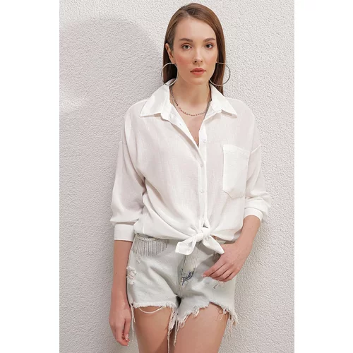 Bigdart 20153 Oversized Shirt with One Pocket - White