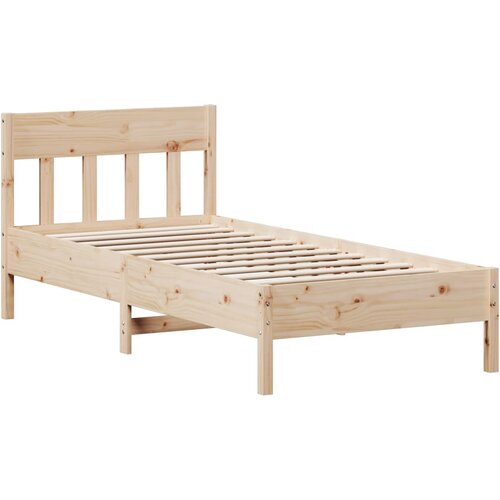 VidaXL Posteljni okvir z vzglavjem bel 75x190 cm trdna borovina, (21007133) Slike