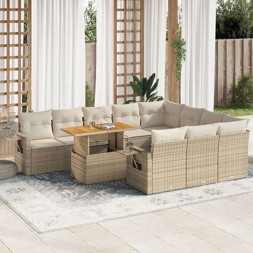 vidaXL 11-dijelni set vrtnih sofa od poliratana s jastucima bež Cijene