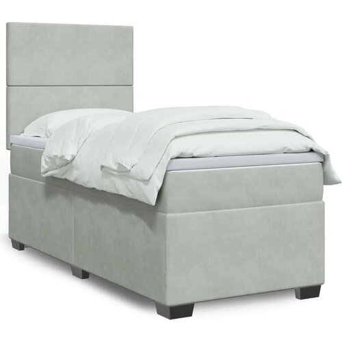 VidaXL Box spring krevet s madracem svjetlosivi 90x190 cm bar&amp;scaron;unasti Slike