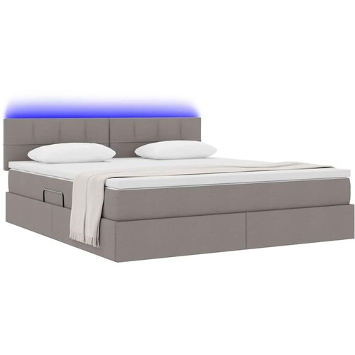  LED krevet za pohranu s madracem Sivosmeđa 180 x 200 cm Tkanina Slike
