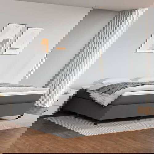vidaXL Box spring postelja z vzmetnico siv 160x200 cm umetno usnje Cene