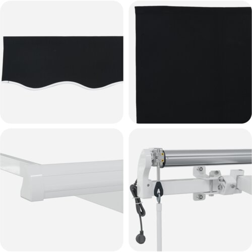 VidaXL Automatska Uvlačiva Tenda Crna 350x250 cm, Fabrika za zamjenu tende za okvir 3,5x2,5 m Crna Slike